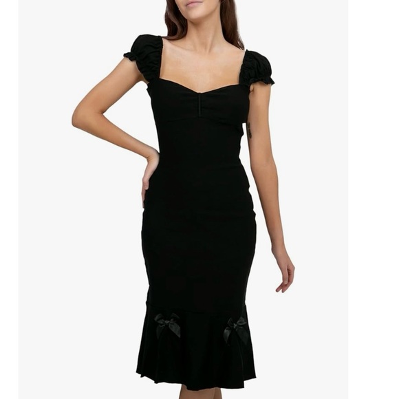 Retro 1950 Pin Up Dress Black Size Small Sexy Wiggle Dress Cocktail Party - Picture 1 of 7